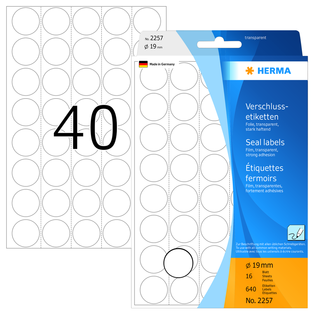 Herma etikett manuelll förslutning KP ø19 transparent (640) - Bild 2