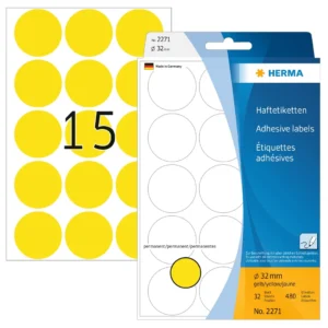 Herma etikett manuelll KP ø32 gul (480)