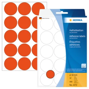 Herma etikett manuelll KP ø32 röd (480)