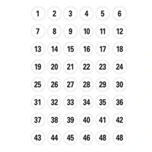 Herma etikett siffror 1-240 ø12 svart/vit
