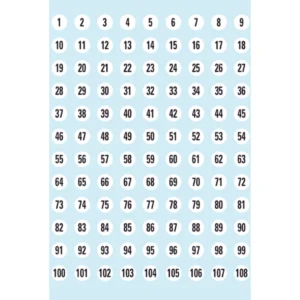 Herma etikett siffror 1-540 ø8 svart/vit