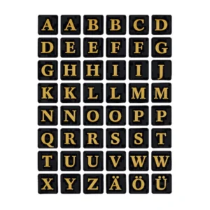 Herma etikett bokstäver A-Z 13x13 guld/svart