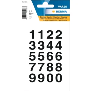 Herma etikett siffror 0-9 20x18 svart
