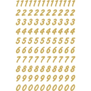 Herma etikett siffror 1-9 8mm guld