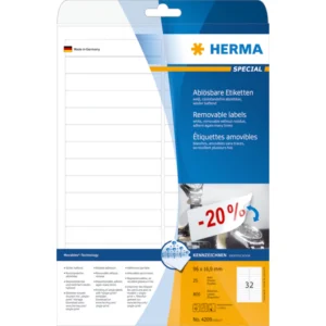 Herma etikett avtagbar 96x16,9 (800)