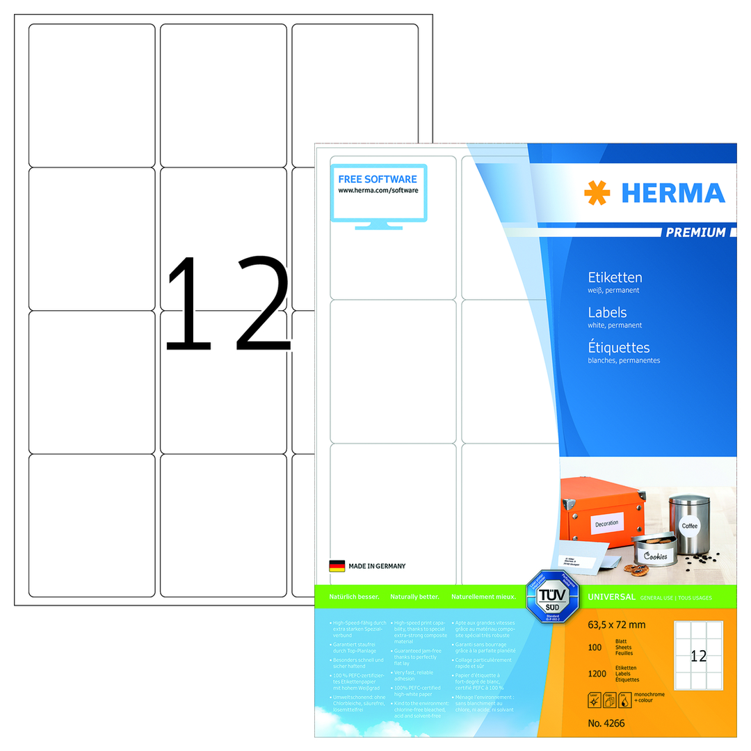 Herma etikett Premium 63,5x72,0 (1200) - Bild 2