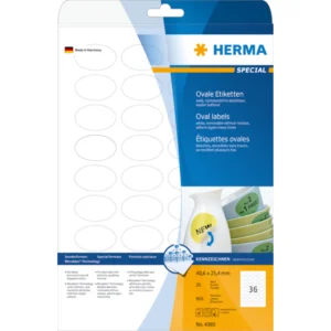 Herma etikett avtagbar oval 40,6x25,4 (900)