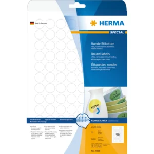 Herma etikett avtagbar ø20 (2400)