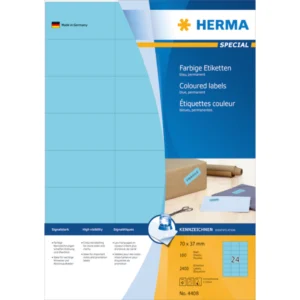 HERMA Etikett Färgad A4 blå 70x37 (2400)