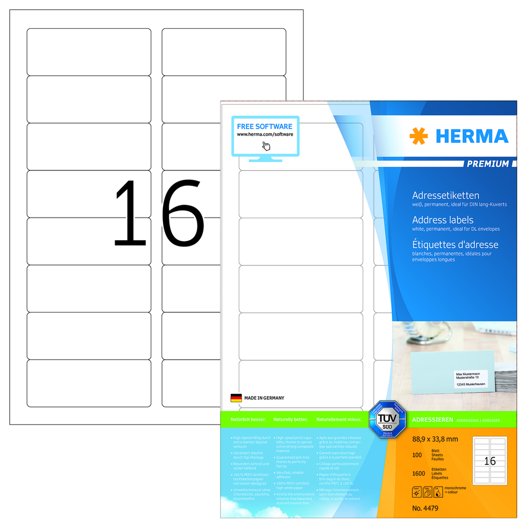 Herma etikett Premium 88,9x33,8 (1600) - Bild 2