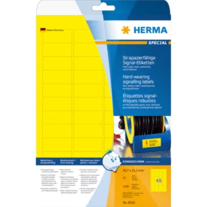 Herma etikett film extra tålig 45,7x21,2 gul (1200)