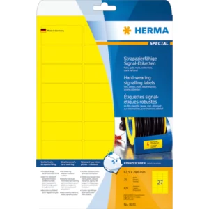 Herma etikett film extra tålig 63,5x29,6 gul (675)