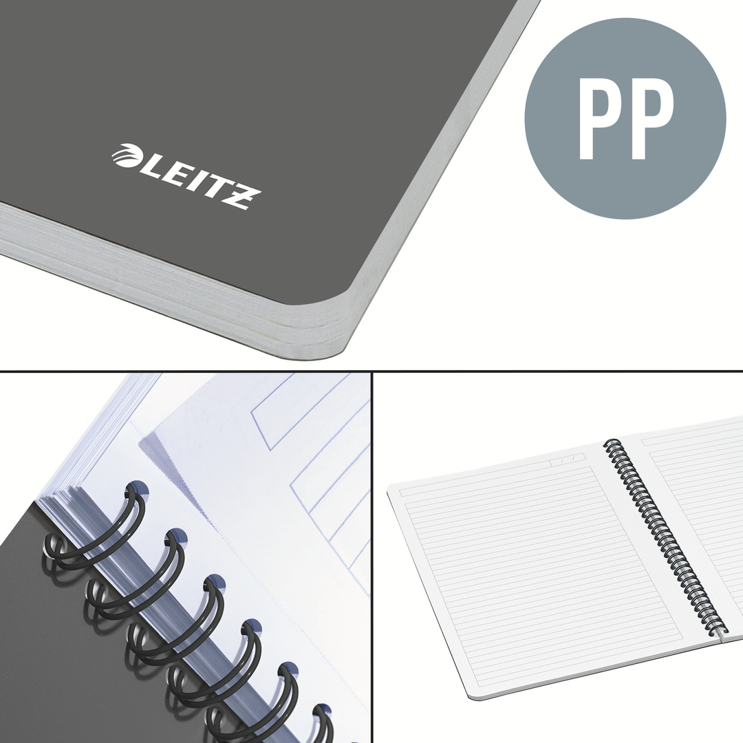Ant.bok Leitz Office PP A5 linj. grå - Bild 3