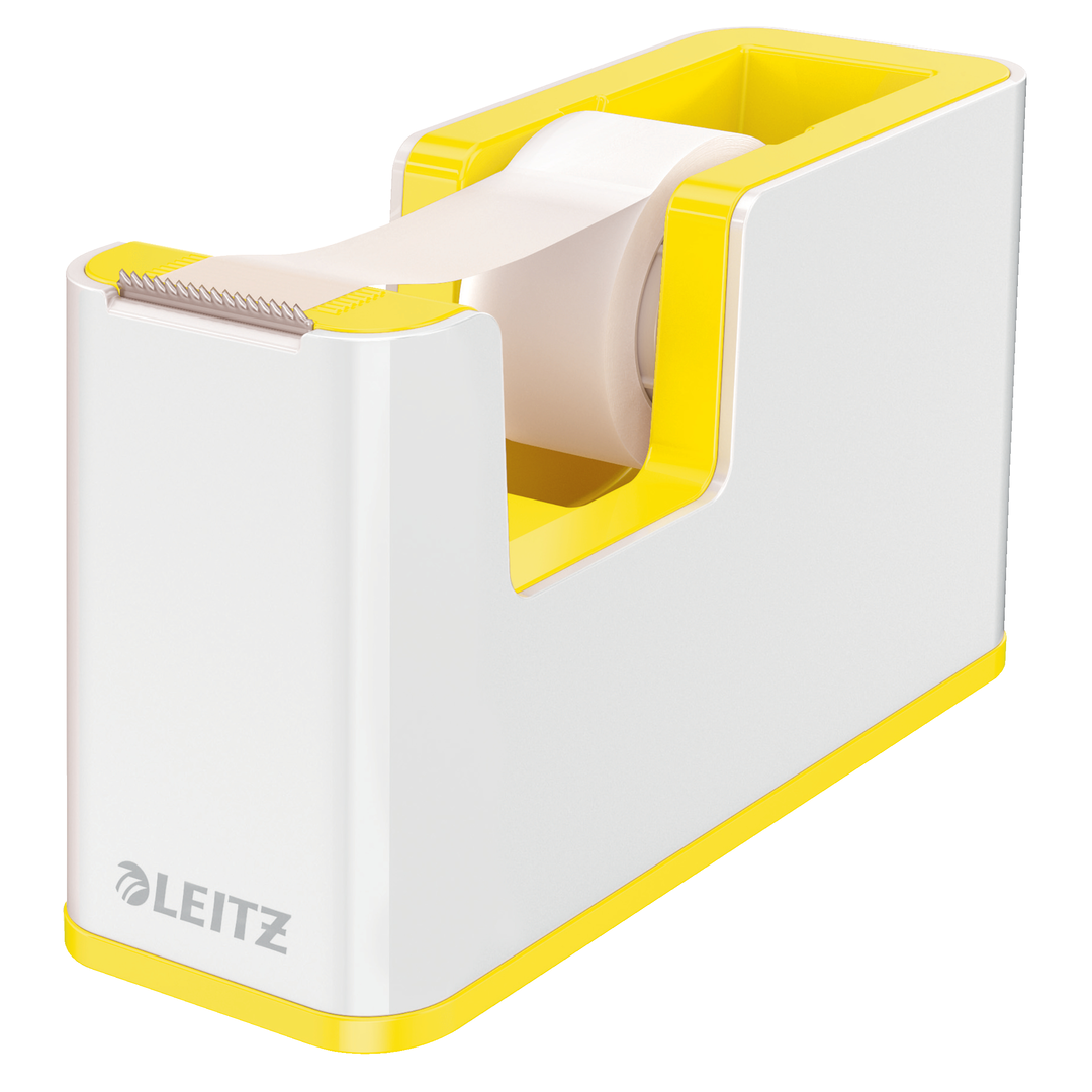Tejpdispenser m tejp WOW vit/gul