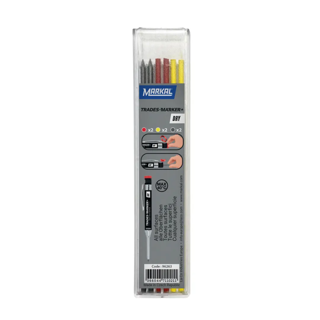 Markal Trades Marker+ Dry Refill (X2 Graphite, X2 Red, X2 Ye