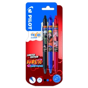 Blister 3-pack FriXion Clicker 0,7 svart/blå/röd - Naruto
