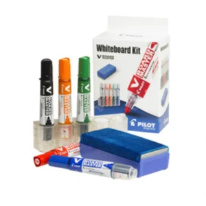 Whiteboard Kit med 5 pennor, pennhållare och magnetisk tavel