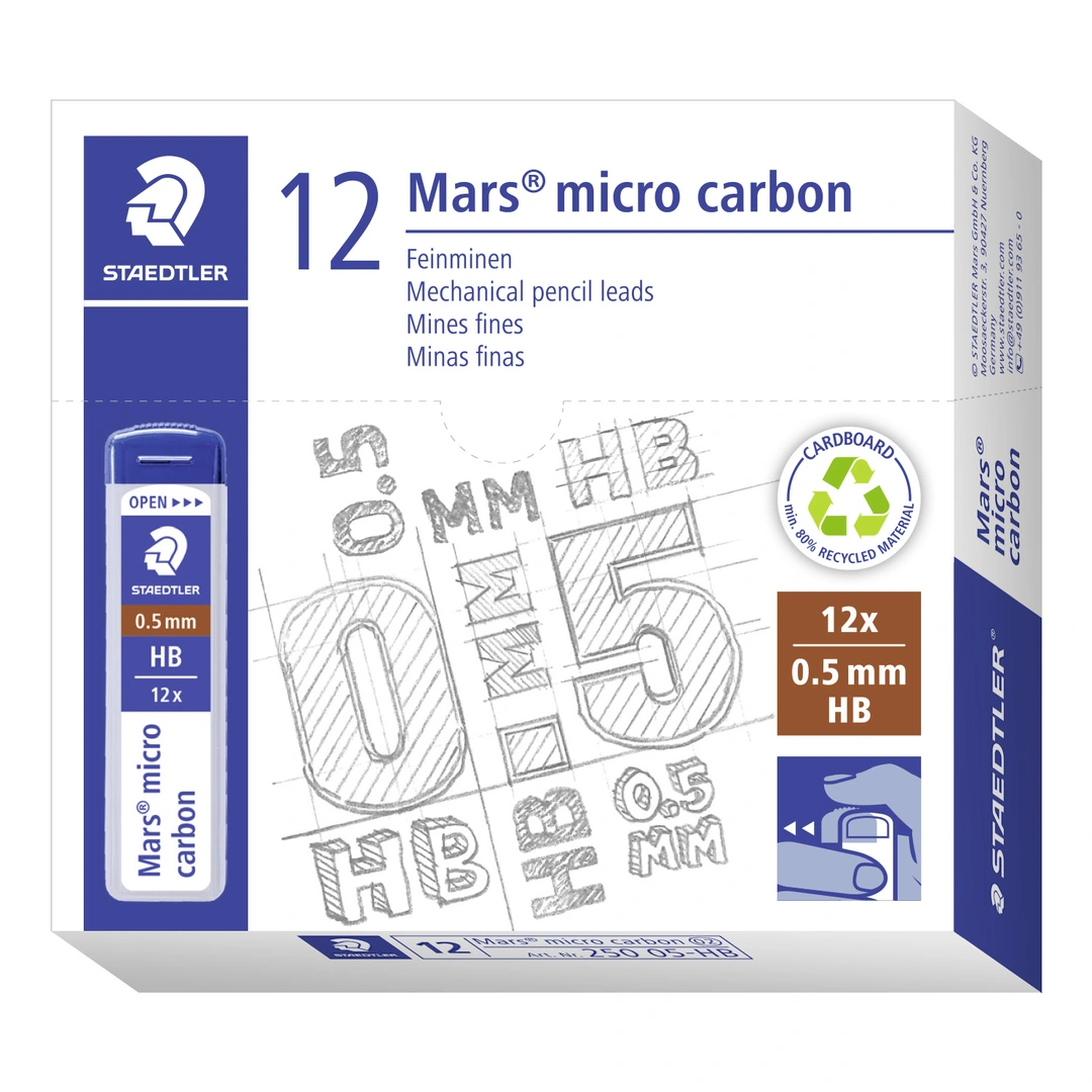 Blyertsreservstift Mars Micro 0,5mm HB (12 stifter) - Bild 2