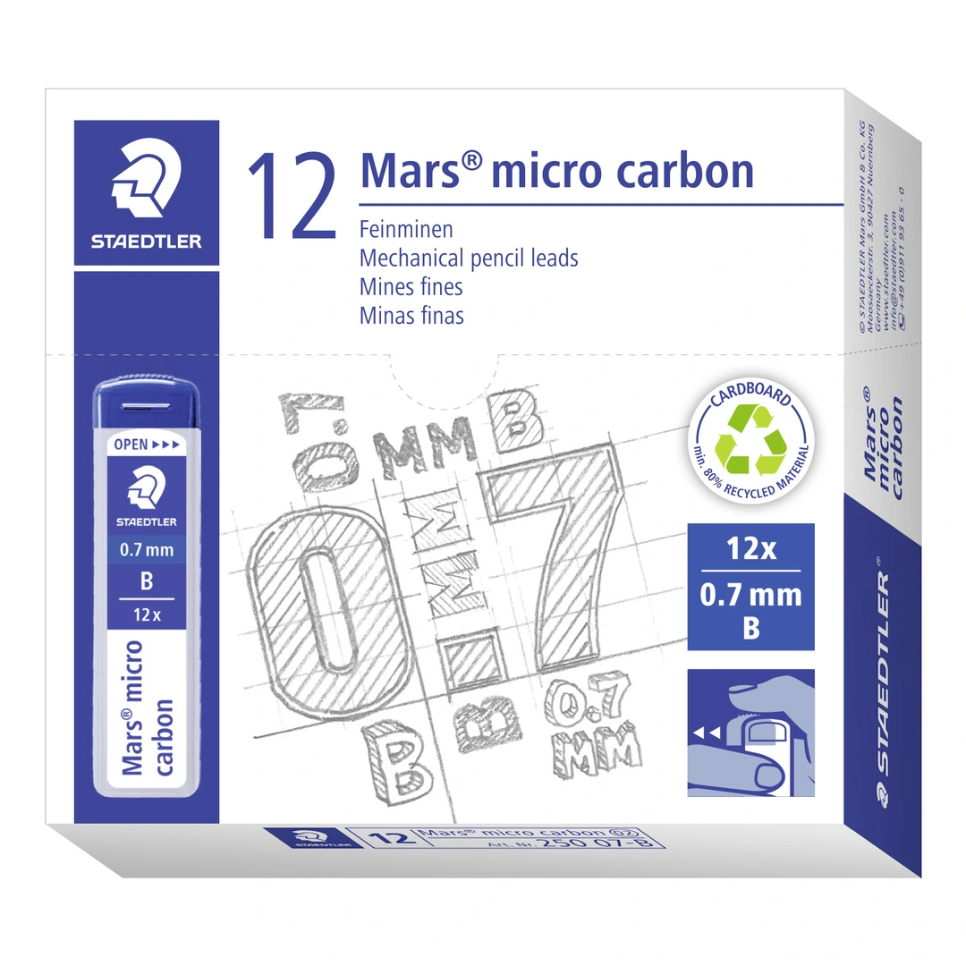 Blyertsreservstift Mars Micro 0,7mm B (12 stifter) - Bild 2