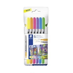 STAEDTLER Fiberspetspenna neon sort (6)