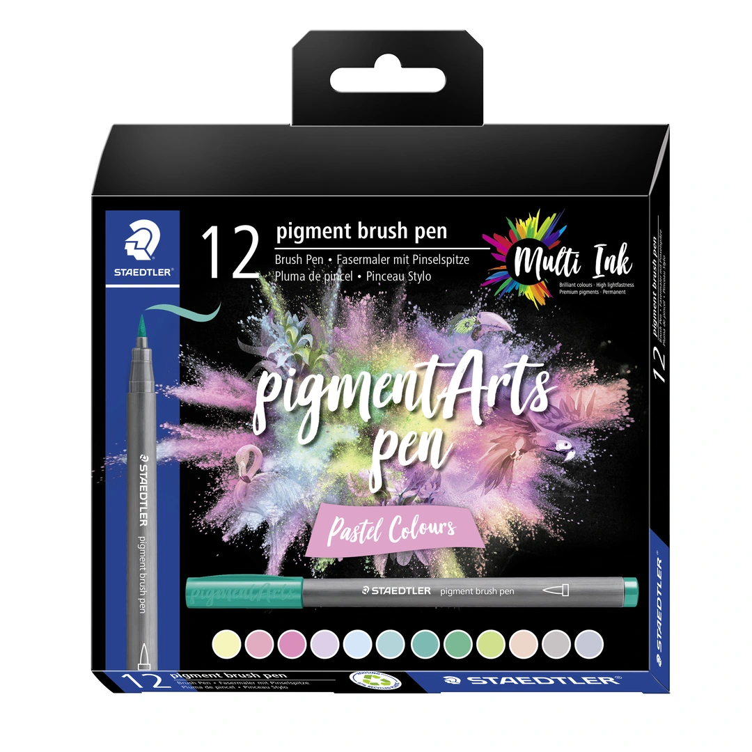 pigment brush penna Pastellfärger 12 st