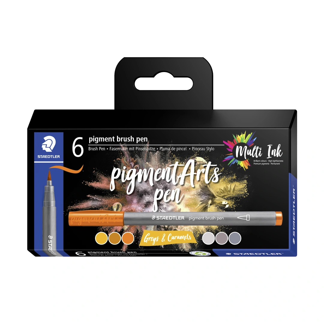 pigment brush penna Grå&Karamell 6st