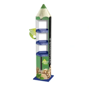 upcycled wood pencil tower display