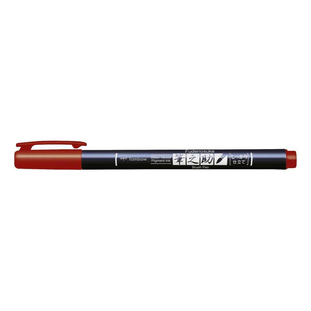 Tombow kalligrafipenna Fudenosuke hård röd