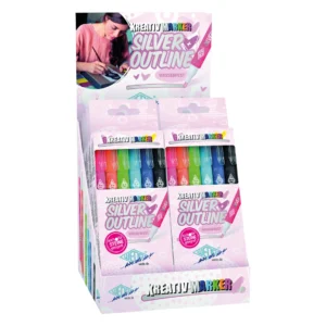 Kreative outliner pen sort. (6) Silver