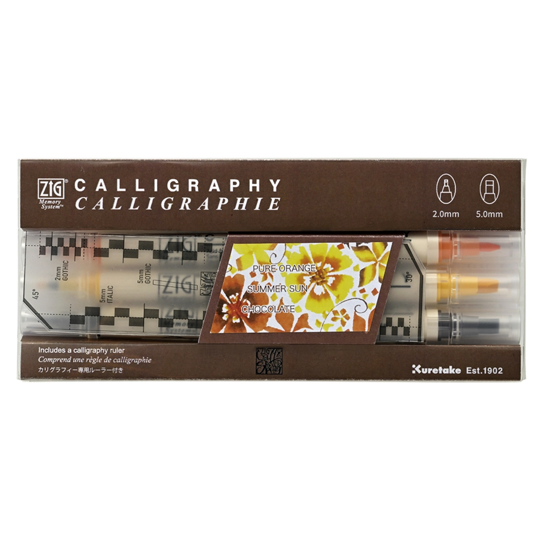 ZIG MS Calligraphy orange blue 3/set