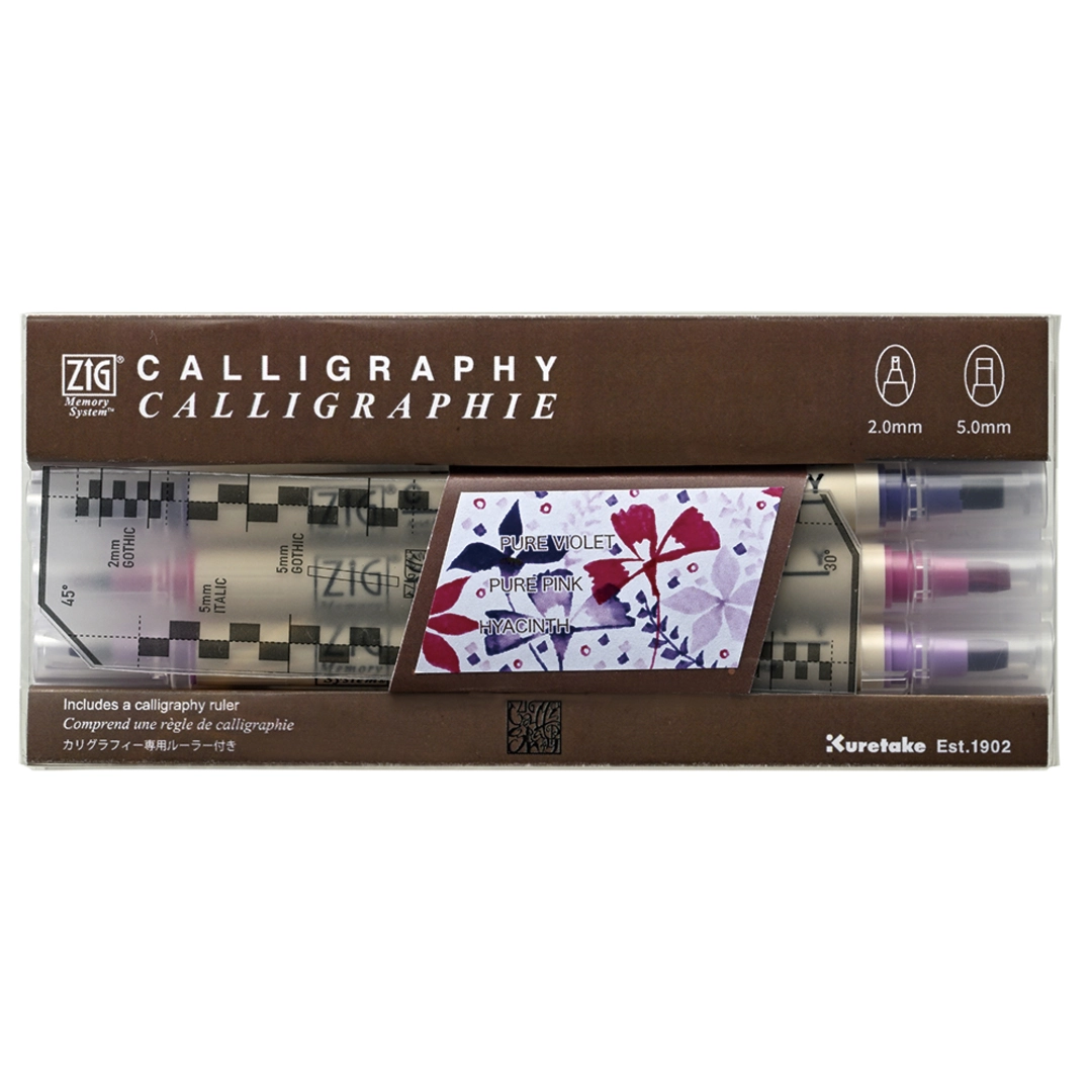 ZIG MS Calligraphy viol pink 3/set