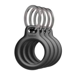 Secure holder with Keyring for Airtag - 4 Pack, Black