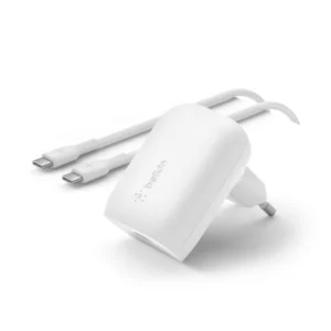 30w USB-C PD PPS Wall Charger, White w/1m PVC C-C cable