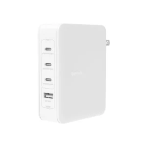 140W 4-ports USB GaN Wall Charger with UK, EU, US plug tips,