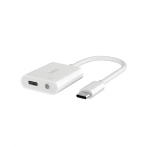 RockStar 3.5mm Audio + USB-C Charge Adapter, White