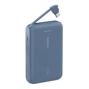 10k PD20W Integrated USB-C Cable Power Bank, Blue
