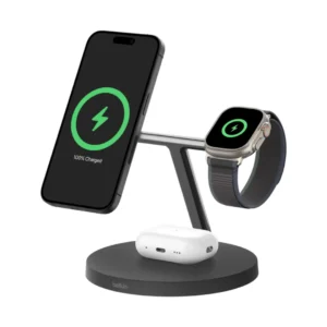 BELKIN PRO 3-in-1 Qi2 15W Wireless Charger with Apple watch
