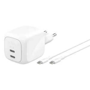 BELKIN 67W Dual USB-C PD PPS, White w/2m USB-C-C Cable