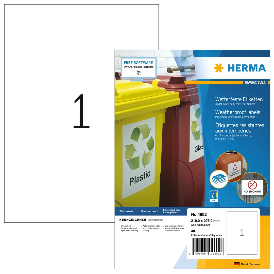 Herma etikett film extra tålig 210x297 matt (40)