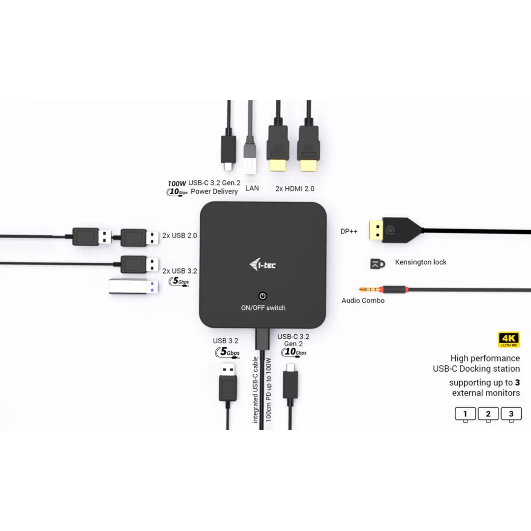 I-TEC USB-C DP Dual HDMI Docking Station, PD 100W + PSU 100W - Bild 3