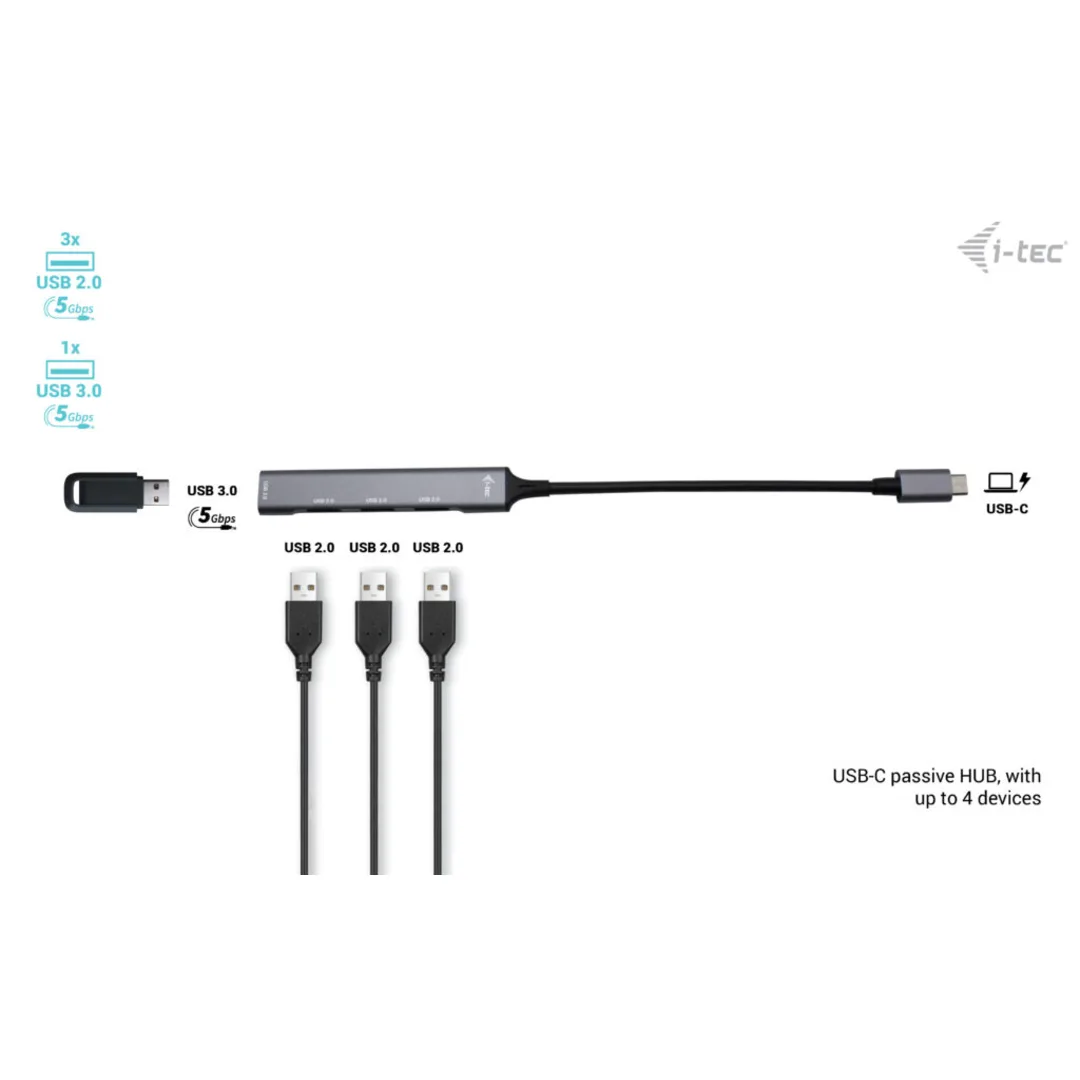 I-TEC USB-C Metal HUB 1x USB 3.0 + 3x USB 2.0 - Bild 2