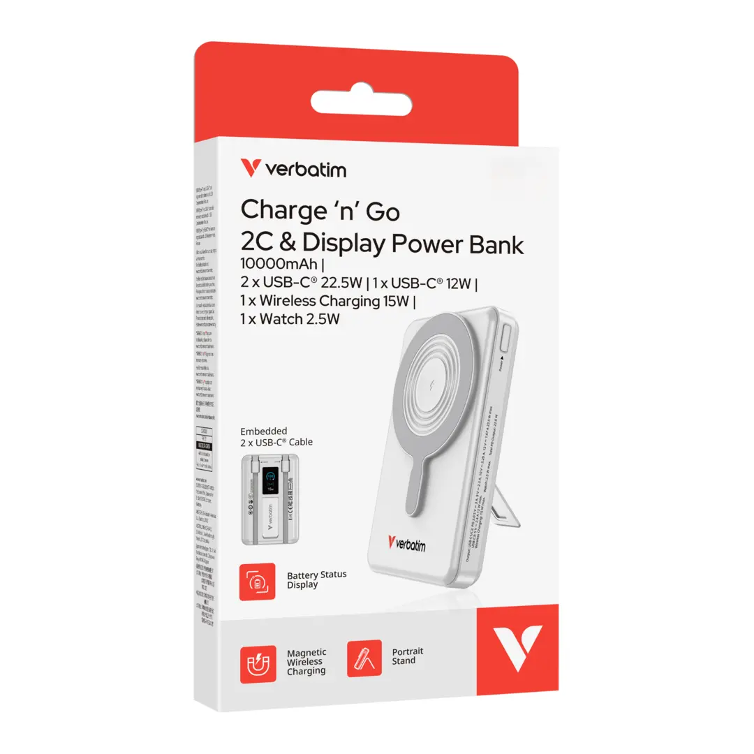 VERBATIM Charge'n'Go 2C & Display PowerBank 10000 mAh Silver - Bild 3