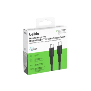 BELKIN USB-C to USB-C 240W 2.0 Braided PCR 1m, Black
