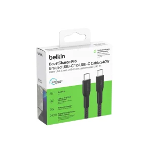 BELKIN USB-C to USB-C 240W 2.0 Braided PCR 3m, Black
