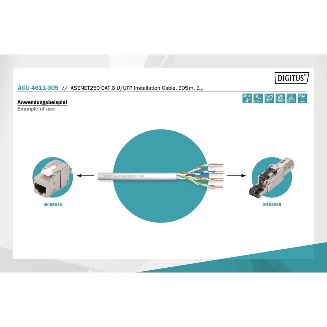 DIGITUS ASSNET250 CAT 6 U-UTP installation cable 305m, Eca - Bild 2