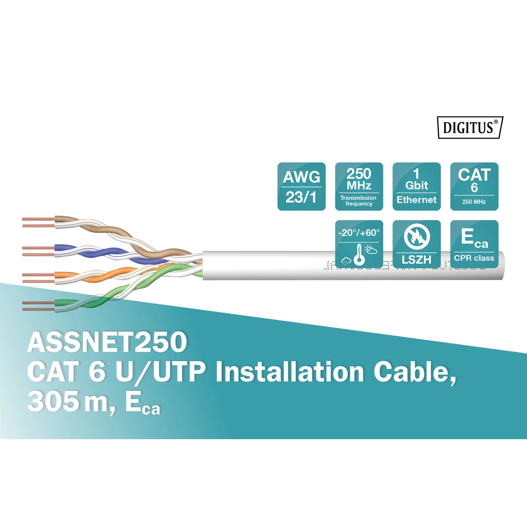DIGITUS ASSNET250 CAT 6 U-UTP installation cable 305m, Eca - Bild 4