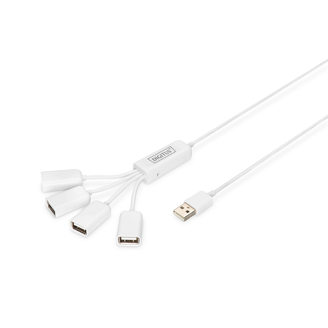 DIGITUS USB 2.0 Slim Spider hub 4-port, White - Bild 2