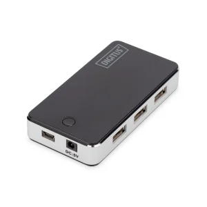 DIGITUS USB 2.0 hub 7-port with power supply, Black