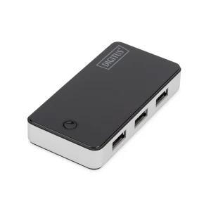 DIGITUS USB 3.0 hub 4-port with power supply, Black