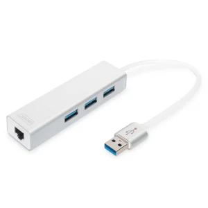 DIGITUS USB 3.0 3-Port Hub & Gigabit LAN Adapter